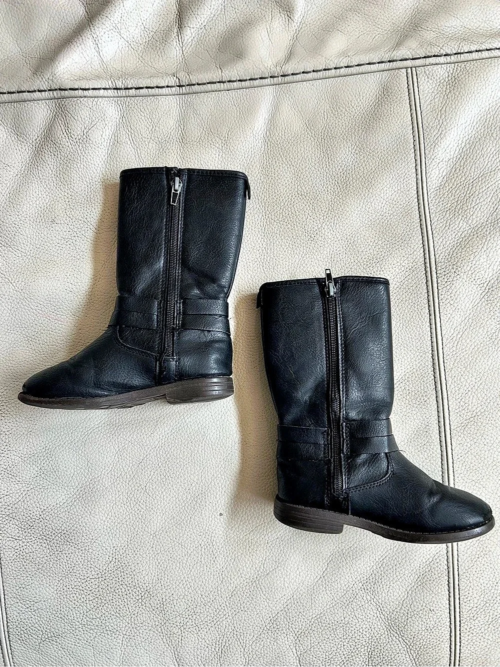 Girls Carter's Black Buckle Boots, Size US 11